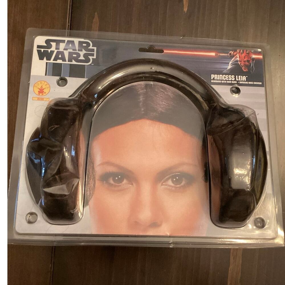 NIB Rubie's Star Wars Princess Leia Headband Hair Buns with Darth Maul Error